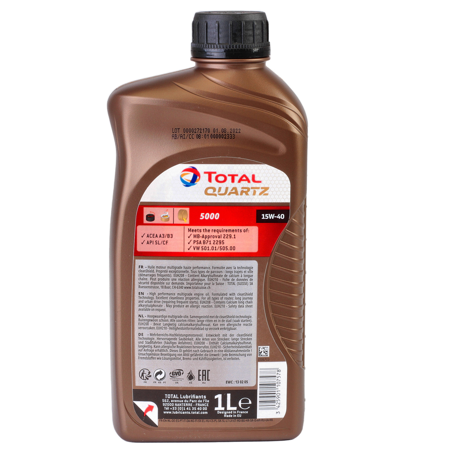 Ulei motor TOTAL Quartz 5000 15W40 216591, volum 1 litru, sintetic