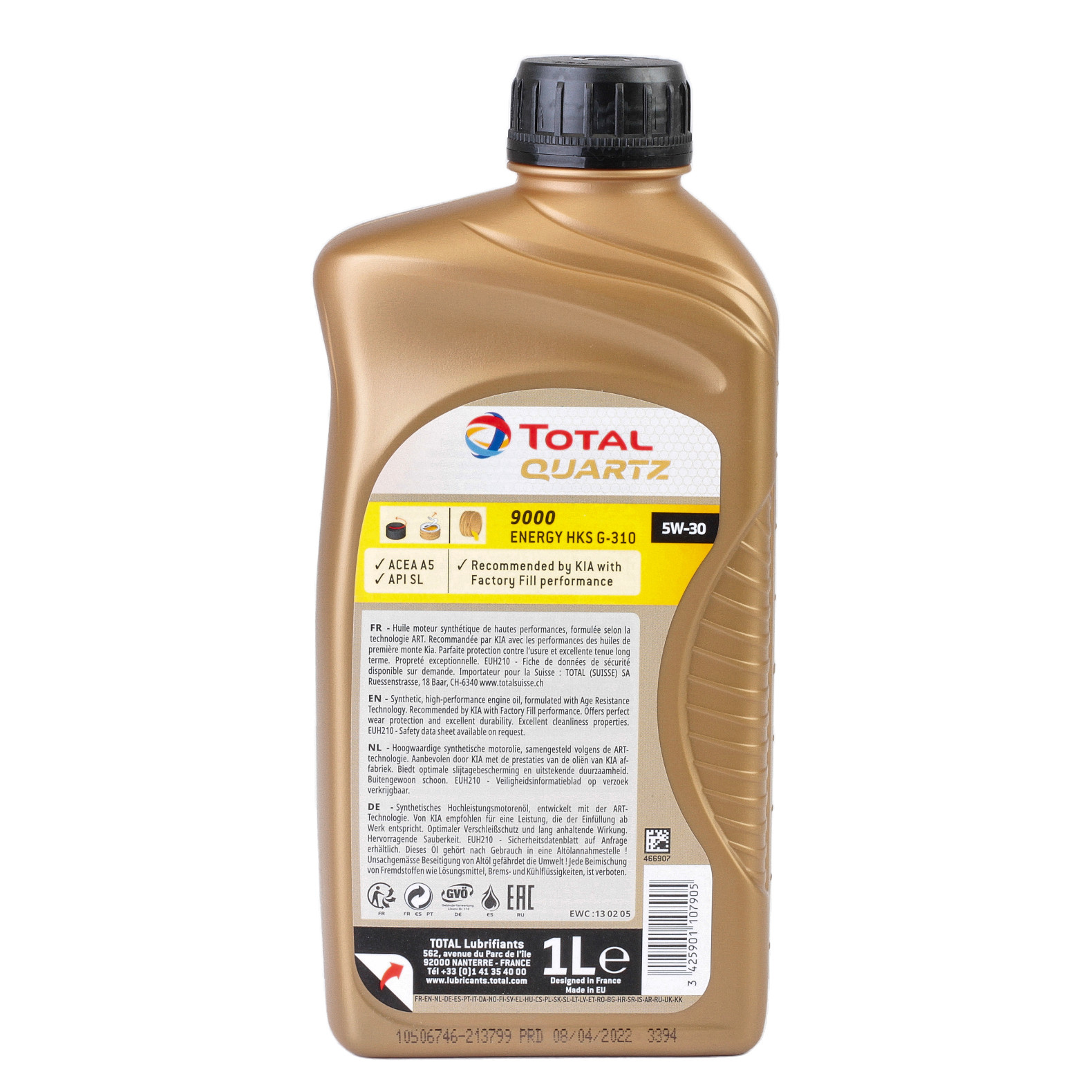 Ulei motor TOTAL Energies Quartz 9000 HKR (HKS G-310) 5W30 213799, volum 1 litru, sintetic, aprobat Hyunday - Kia