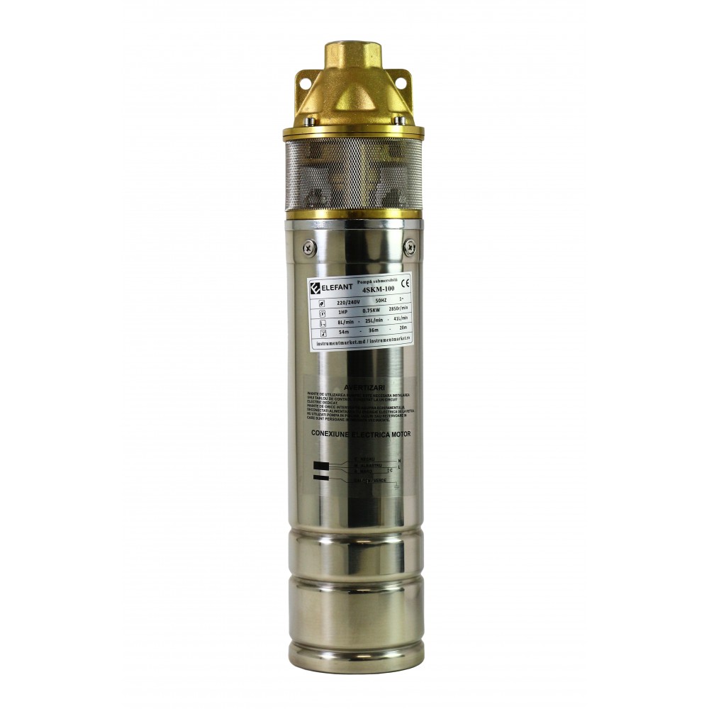 Pompa submersibila ELEFANT Aquatic 4SKM100 cu panou de comanda, 750 W, 60 l/m, bobinaj din cupru