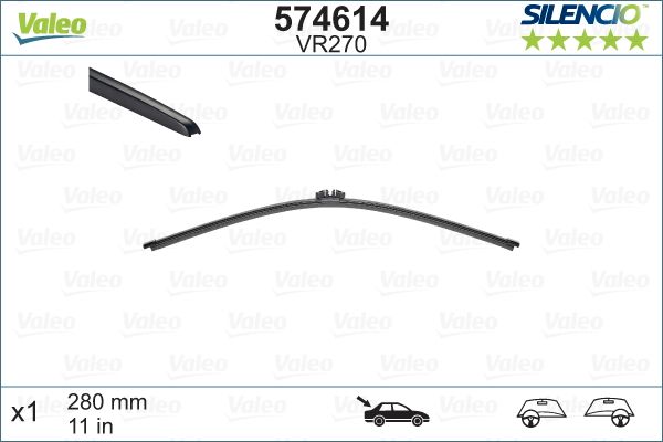 Lamela stergator spate VALEO SILENCIO REAR X.TRM 574614, lungime 280 mm, fara carcasa