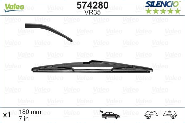Lamela stergator spate VALEO SILENCIO 574280, lungime 180 mm, standard