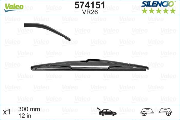 Lamela stergator spate VALEO SILENCIO PERFORMANCE REAR 574151, lungime 300 mm, standard
