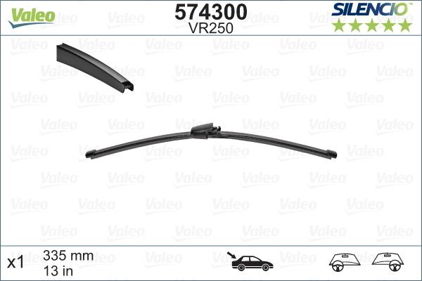 Lamela stergator spate VALEO SILENCIO X.TRM REAR 574300, lungime 335 mm, fara carcasa