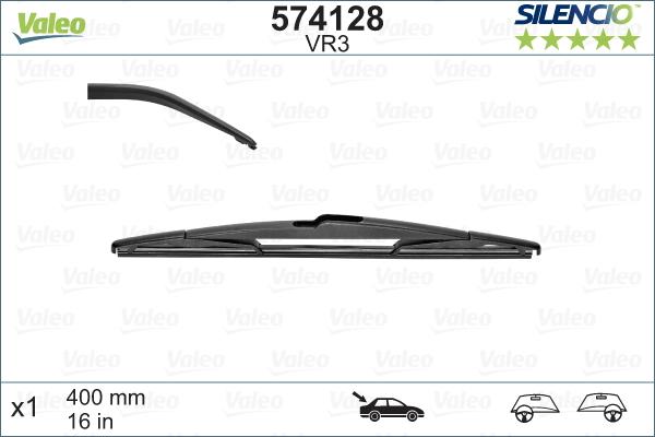 Lamela stergator spate VALEO SILENCIO PERFORMANCE REAR 574128, lungime 400 mm, standard