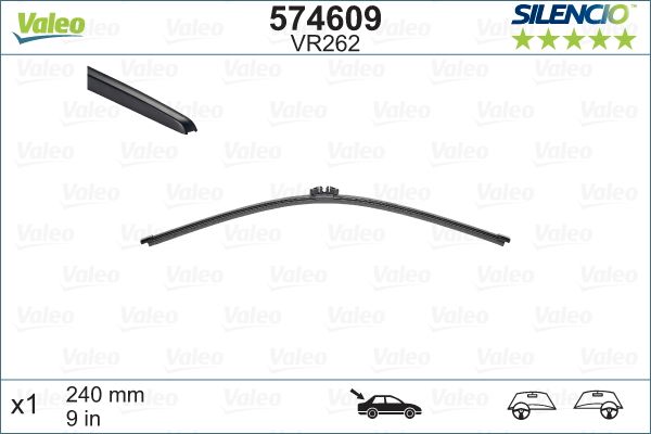 Lamela stergator spate VALEO SILENCIO X.TRM 574609, lungime 240 mm, fara carcasa