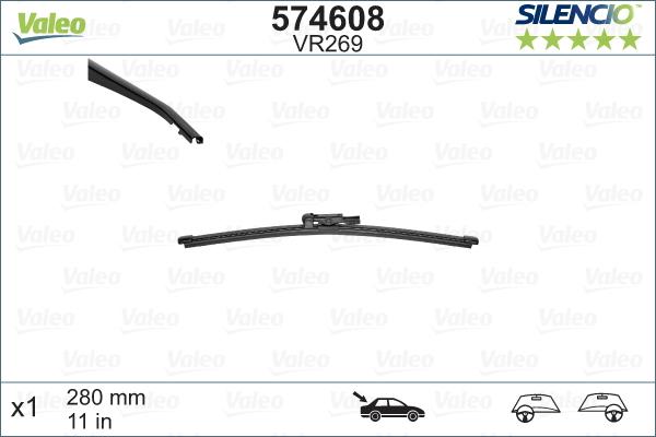 Lamela stergator spate VALEO SILENCIO X.TRM 574608, lungime 300 mm, fara carcasa