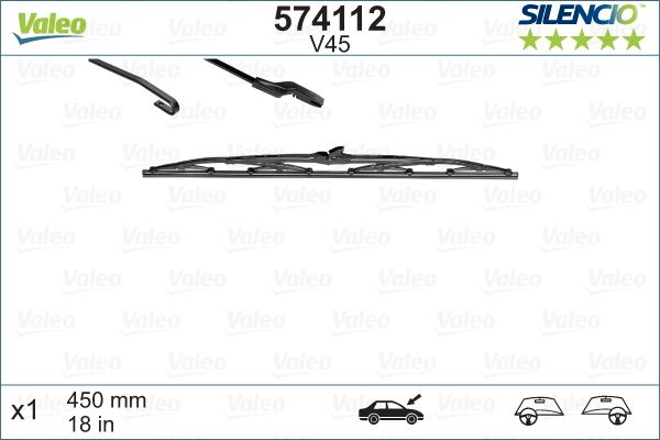 Lamela stergator parbriz VALEO SILENCIO 574112, lungime 450 mm, standard