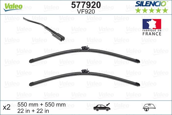 Set stergatoare parbriz VALEO SILENCIO X.TRM FLAT BLADE SET 577920, lungime 550 mm, cu spoiler