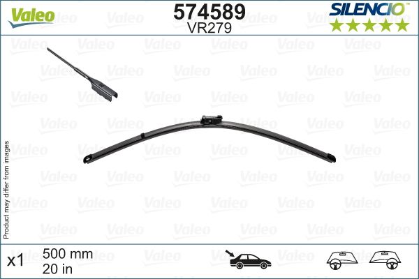 Stergator luneta VALEO SILENCIO REAR 574589, lungime 500 mm, lama stergator lata, cu spoiler