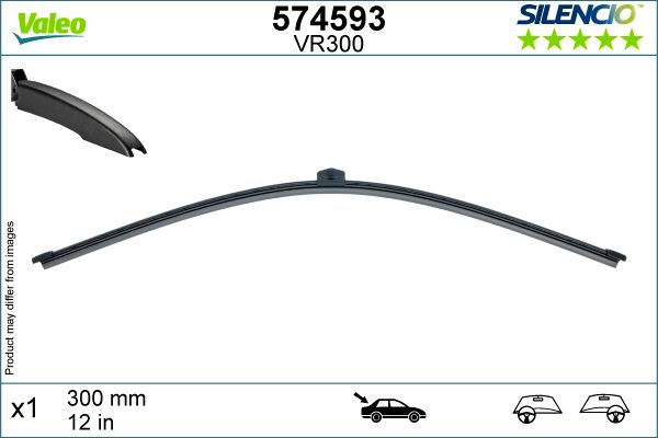Stergator luneta VALEO SILENCIO REAR 574593, lungime 285 mm, fara duza de spalare integrata