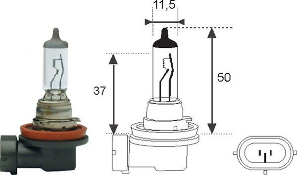 Bec auto pentru far faza lunga MAGNETI MARELLI 002549100000, H11, tensiune 12V, putere 51W, PGJ-19-2