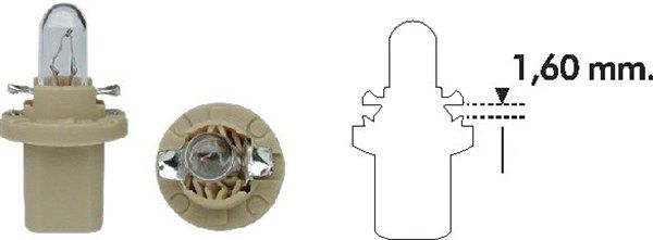 Bec auto pentru iluminat bord si ceasuri bord MAGNETI MARELLI 002052800000, PB5, tensiune 12V, putere 1.5W, conector B8.5D, bej