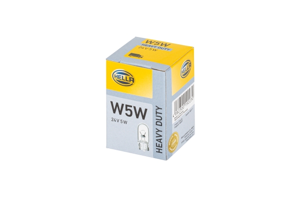 Bec auto pentru lumini de stationare HELLA HEAVY DUTY 8GP 003 594-251, W5W, conector W2.1x9.5D, tensiune 24V, putere 5W