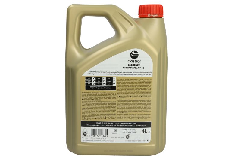 Ulei motor CASTROL EDGE Turbo Diesel 5W40 1535BA, volum 4 Iitri, sintetic