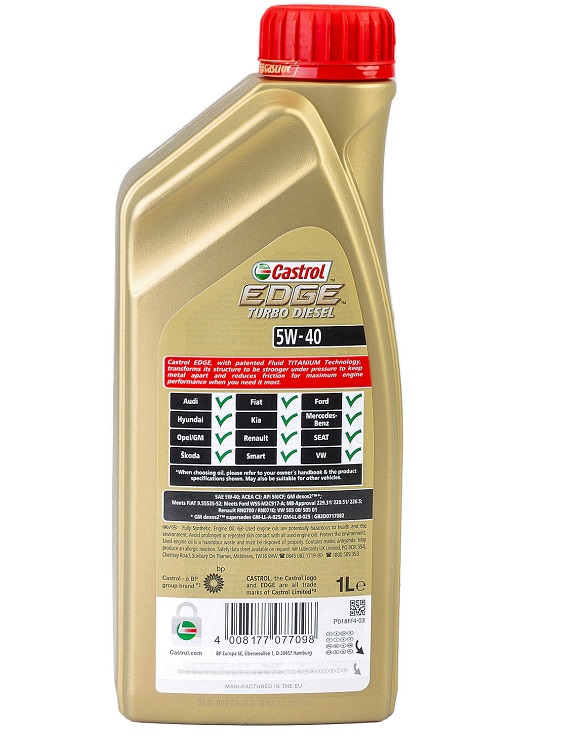 Ulei motor CASTROL EDGE Turbo Diesel 5W40 1535B5, volum 1 litru, sintetic