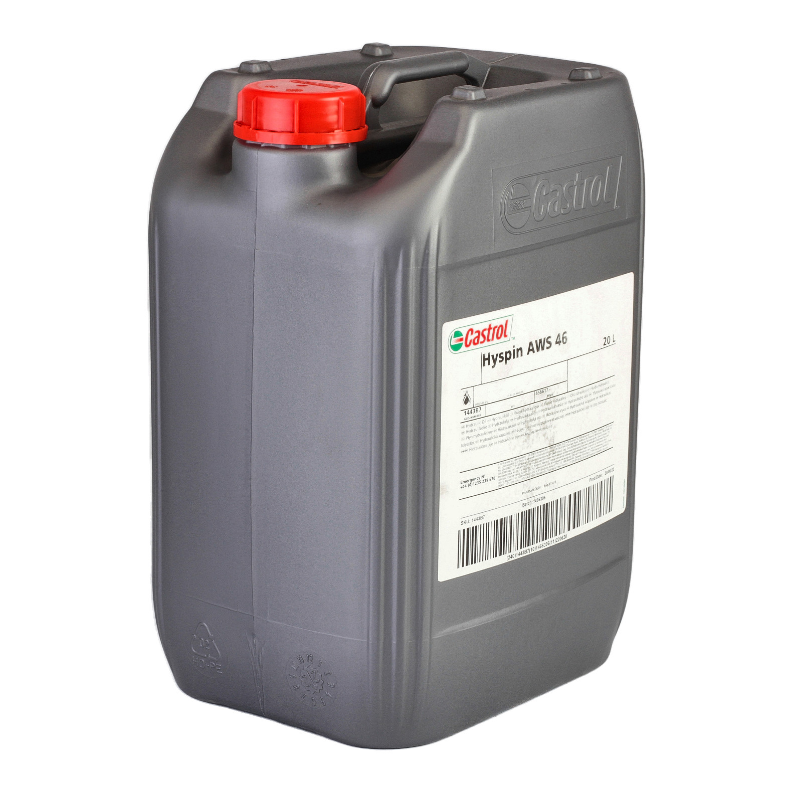 Ulei hidraulic CASTROL Hyspin AWS 46 1443B7, volum 20 litri, continut scazut de zinc