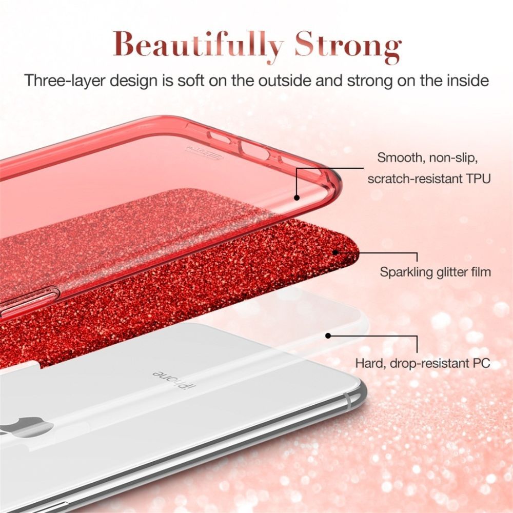 Husa iPhone 11 Pro ESR Makeup Serie Bling Glitter Red EDA00136801E, rosu
