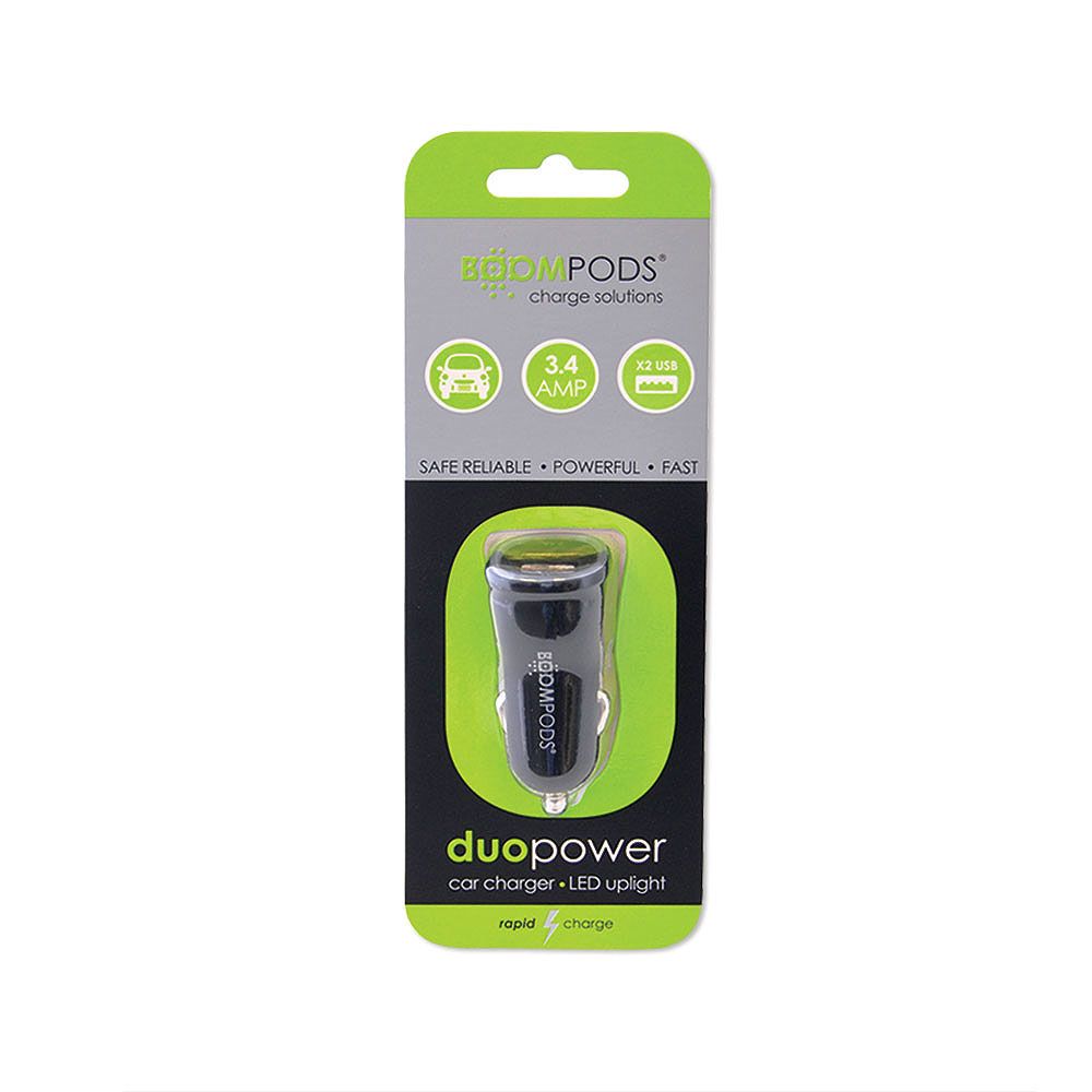 Incarcator auto BOOMPODS CC5BLK, 4 x USB, led indicator, incarcare rapida, negru