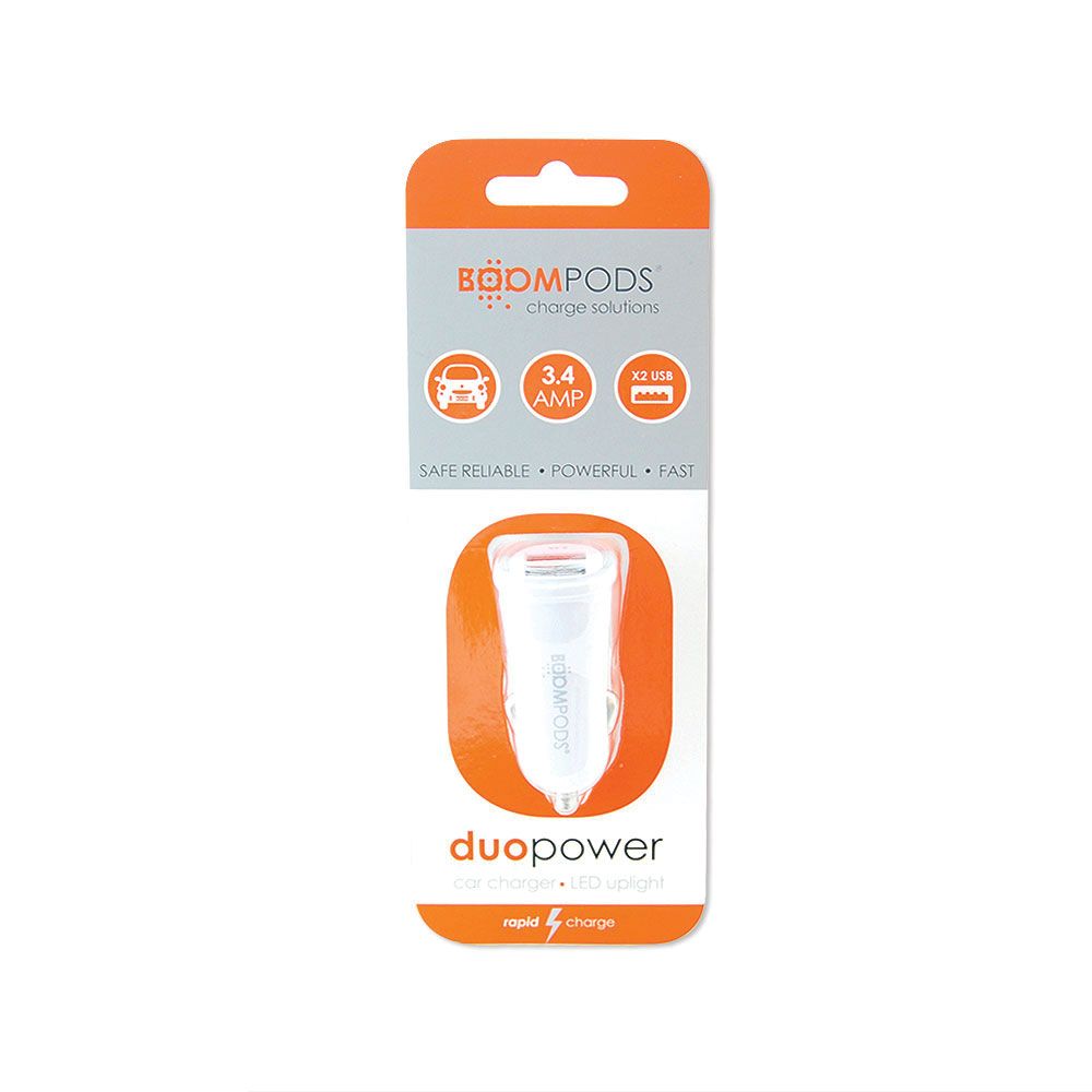 Incarcator auto BOOMPODS CC5WHT, 3.4 A, led indicator, incarcare rapida, alb