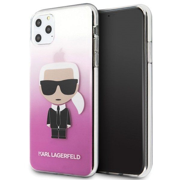 Husa pentru telefon iPhone 11 Pro Max KARL LAGERFELD KLHCN65TRDFKPI, Gradient Ikonik, Roz