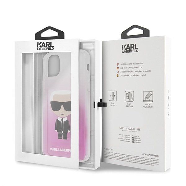 Husa pentru telefon iPhone 11 Pro Max KARL LAGERFELD KLHCN65TRDFKPI, Gradient Ikonik, Roz