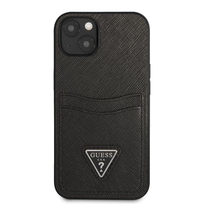 Husa iPhone 13 GUESS Saffiano Double Card GHSDCIXIIIN, negru