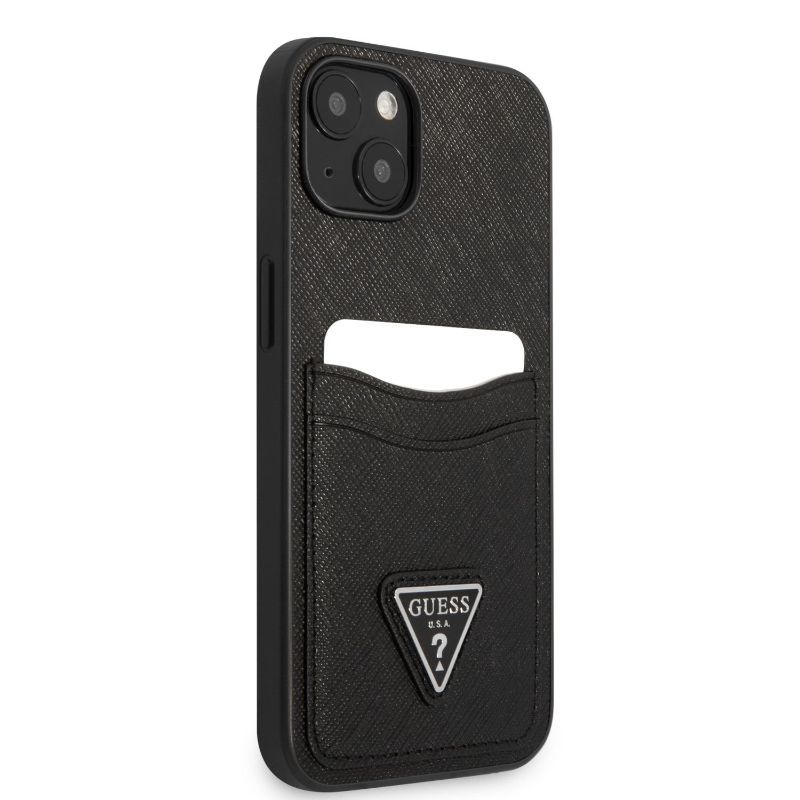 Husa iPhone 13 GUESS Saffiano Double Card GHSDCIXIIIN, negru