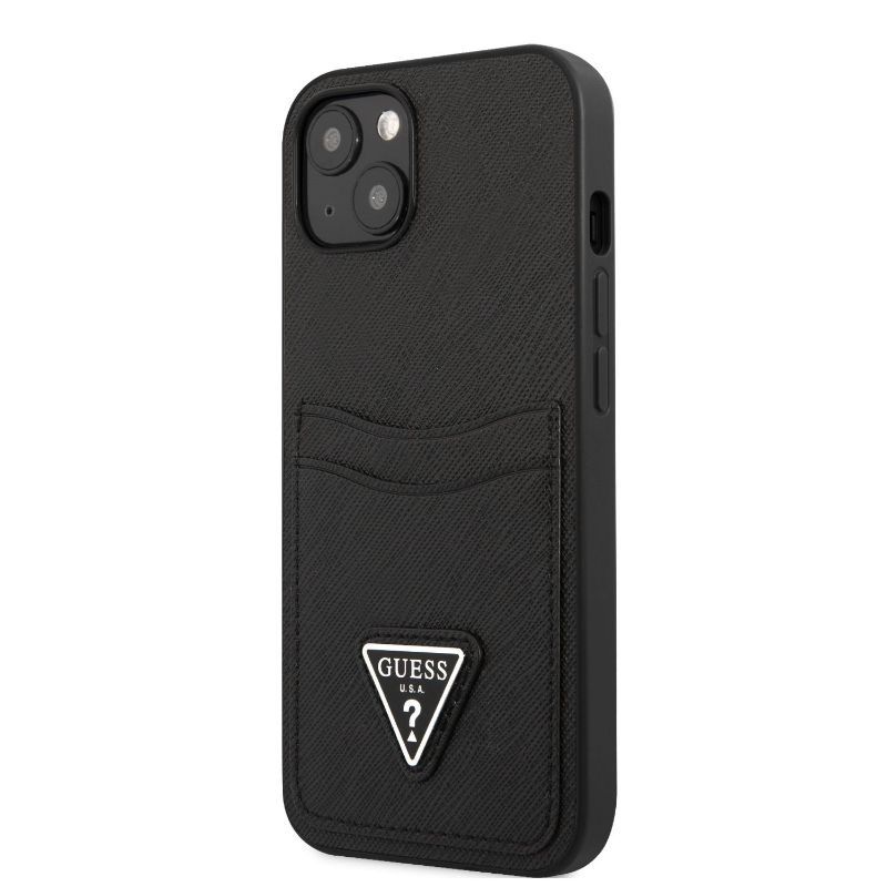 Husa iPhone 13 GUESS Saffiano Double Card GHSDCIXIIIN, negru
