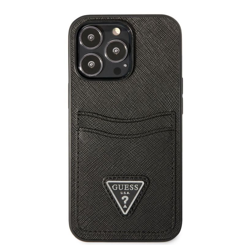 Husa iPhone 13 Pro GUESS Saffiano Double GHSDCIXIIIPN, negru