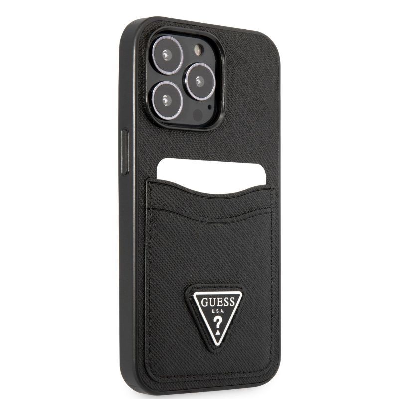 Husa iPhone 13 Pro GUESS Saffiano Double GHSDCIXIIIPN, negru