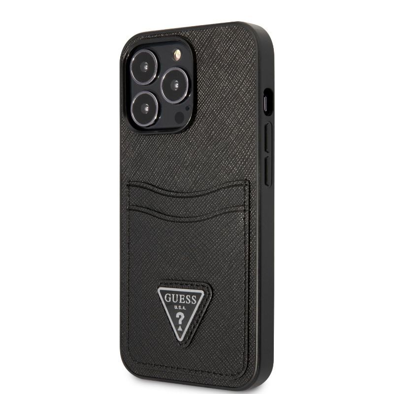 Husa iPhone 13 Pro GUESS Saffiano Double GHSDCIXIIIPN, negru