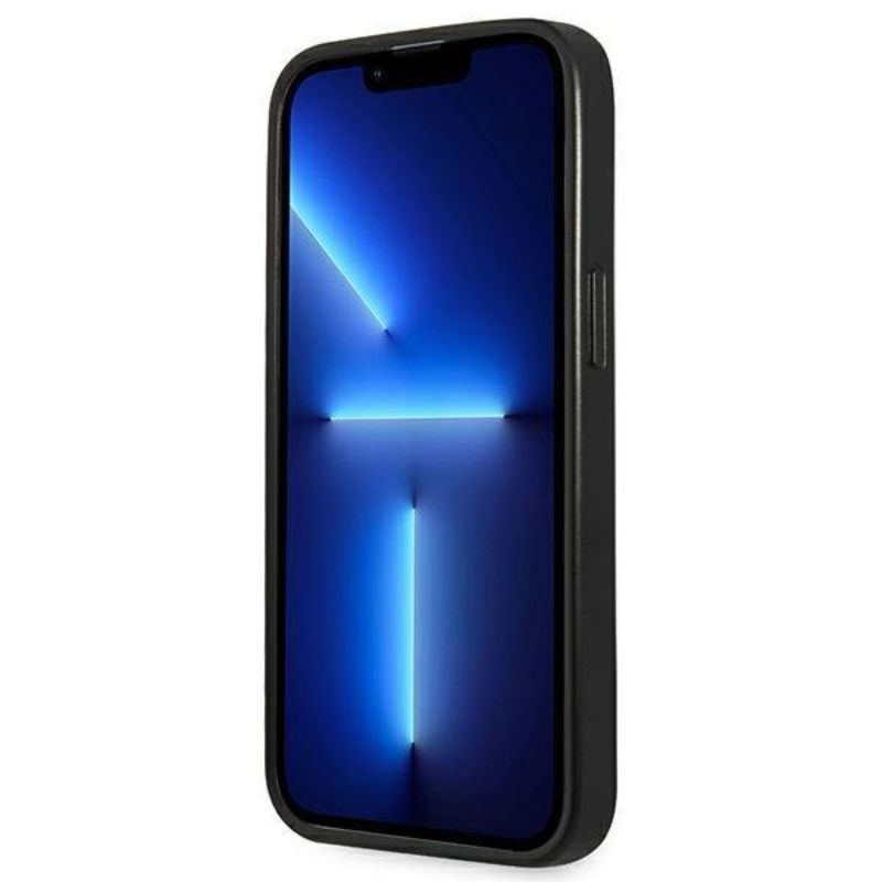 Husa iPhone 13 Pro GUESS PU Saffiano Triangle GHPSTIXIIIPN, negru