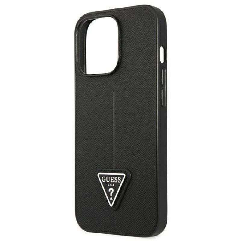 Husa iPhone 13 Pro GUESS PU Saffiano Triangle GHPSTIXIIIPN, negru