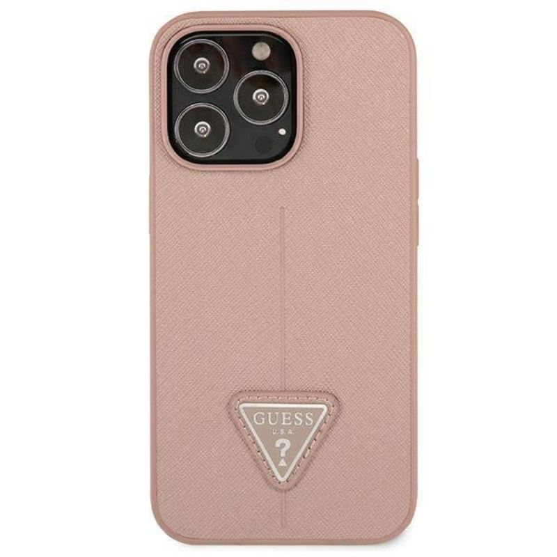 Husa iPhone 13 Pro GUESS PU Saffiano Triangle GHPSTIXIIIPR, roz