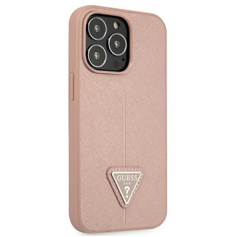 Husa iPhone 13 Pro GUESS PU Saffiano Triangle GHPSTIXIIIPR, roz