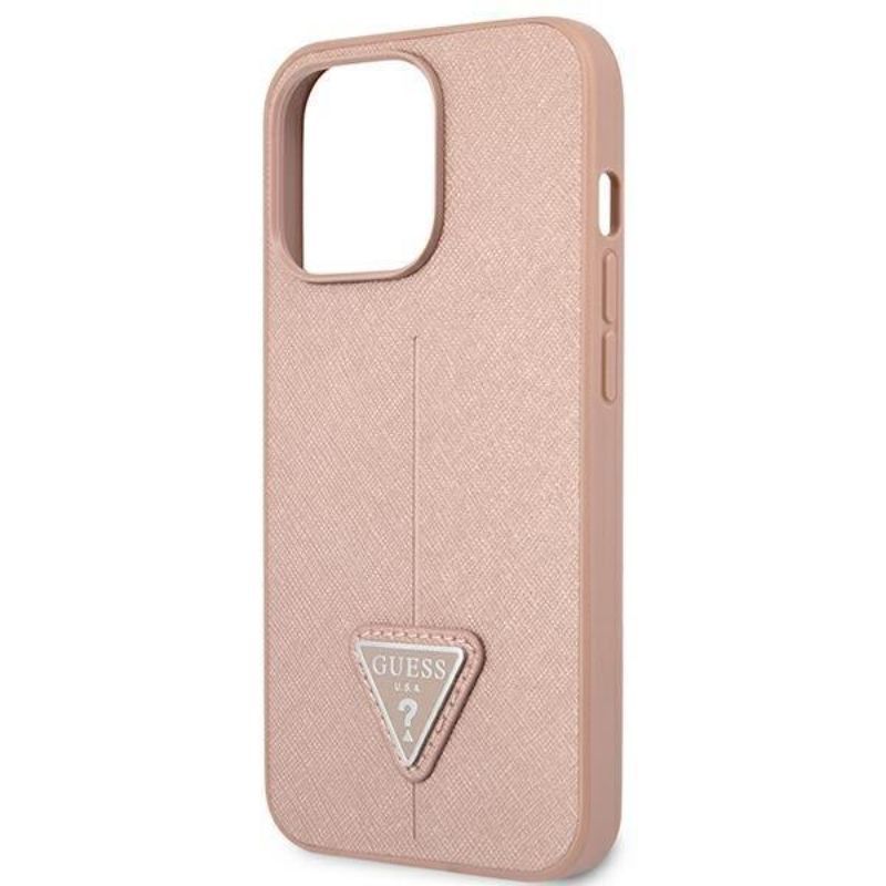 Husa iPhone 13 Pro GUESS PU Saffiano Triangle GHPSTIXIIIPR, roz