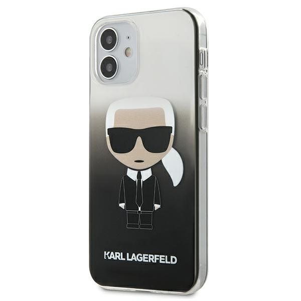 Husa pentru iPhone 12 Mini KARL LAGERFELD KLHCP12STRDFKBK, Gradient Ikonik, Negru