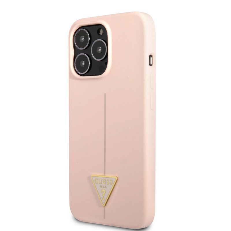 Husa iPhone 13 Pro GUESS Silicon Line Triangle GUHCP13LSLTGP, roz