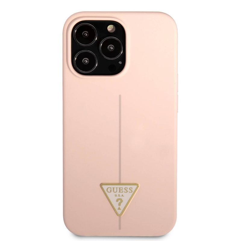 Husa iPhone 13 Pro GUESS Silicon Line Triangle GUHCP13LSLTGP, roz