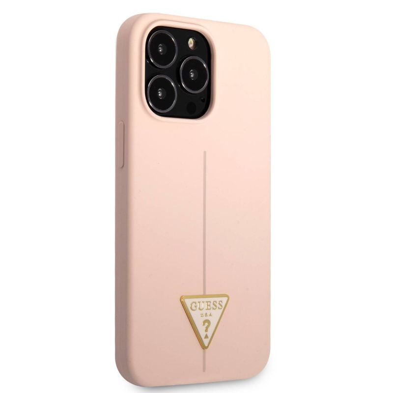 Husa iPhone 13 Pro GUESS Silicon Line Triangle GUHCP13LSLTGP, roz