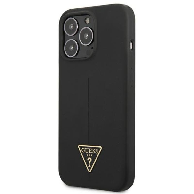 Husa iPhone 13 Pro GUESS Silicon Line Triangle GHSLTIXIIIPN, negru