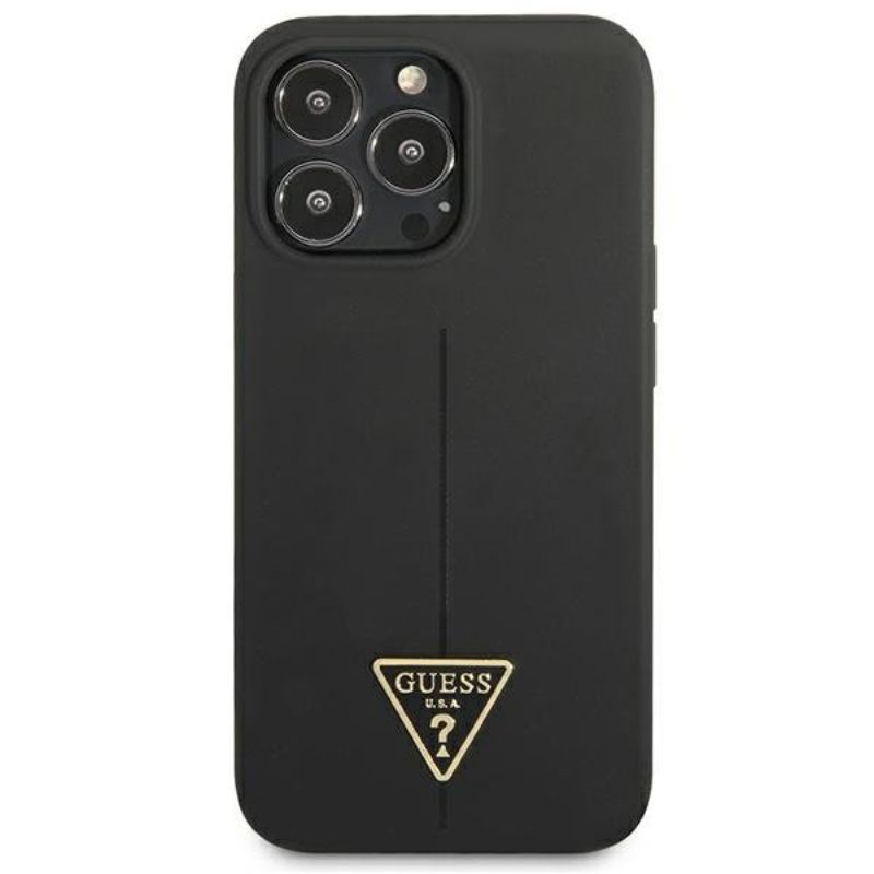 Husa iPhone 13 Pro GUESS Silicon Line Triangle GHSLTIXIIIPN, negru