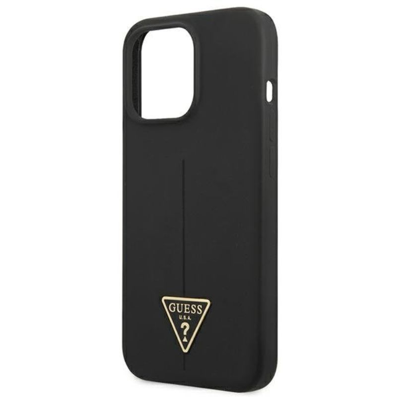 Husa iPhone 13 Pro GUESS Silicon Line Triangle GHSLTIXIIIPN, negru