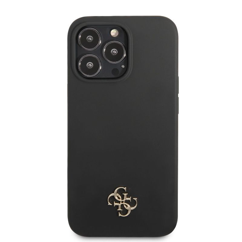 Husa iPhone 13 Pro GUESS Silicon Metal Logo GH4GSMLIXIIIPN, negru
