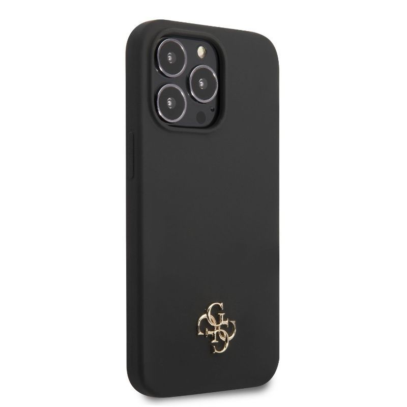 Husa iPhone 13 Pro GUESS Silicon Metal Logo GH4GSMLIXIIIPN, negru