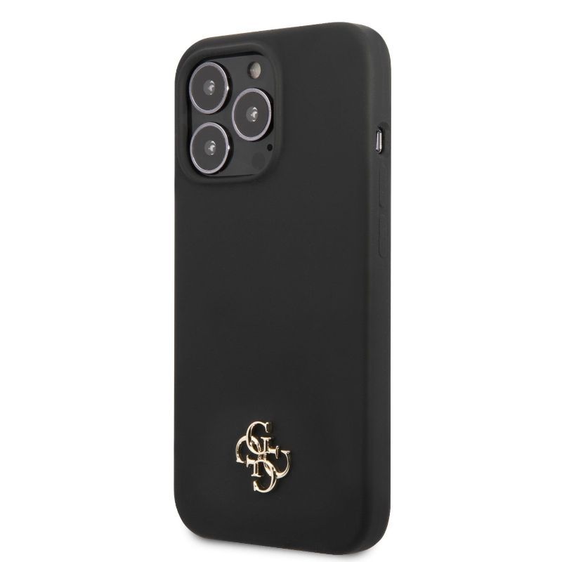Husa iPhone 13 Pro GUESS Silicon Metal Logo GH4GSMLIXIIIPN, negru