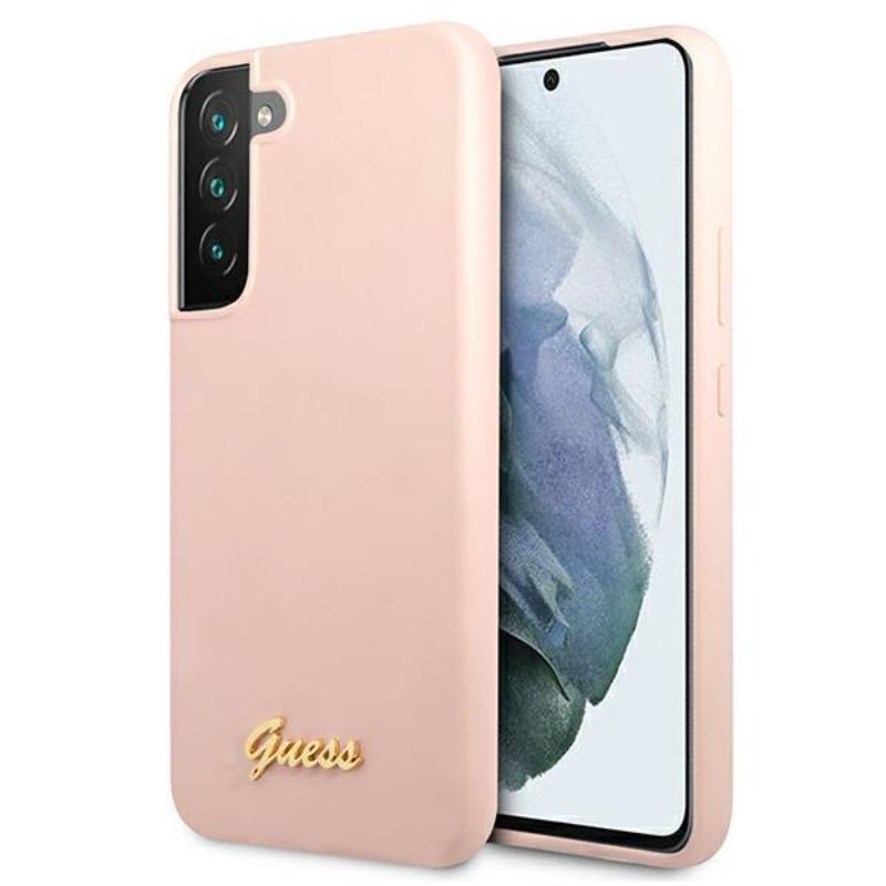 Husa Samsung Galaxy S22 Plus GUESS Silicon Metal Logo GUHCS22MLSLMGPP, roz