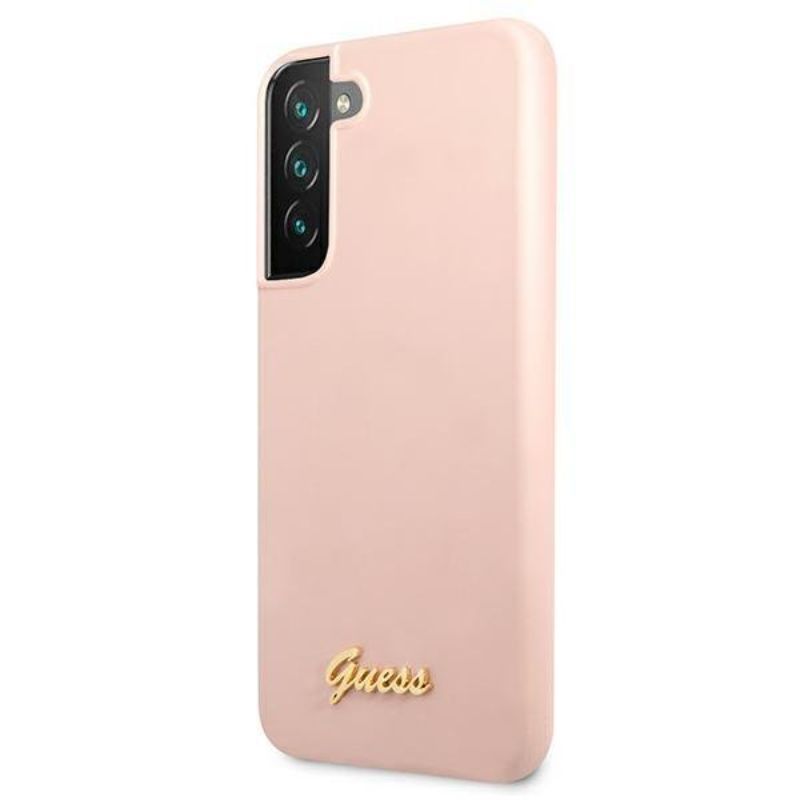 Husa Samsung Galaxy S22 Plus GUESS Silicon Metal Logo GUHCS22MLSLMGPP, roz