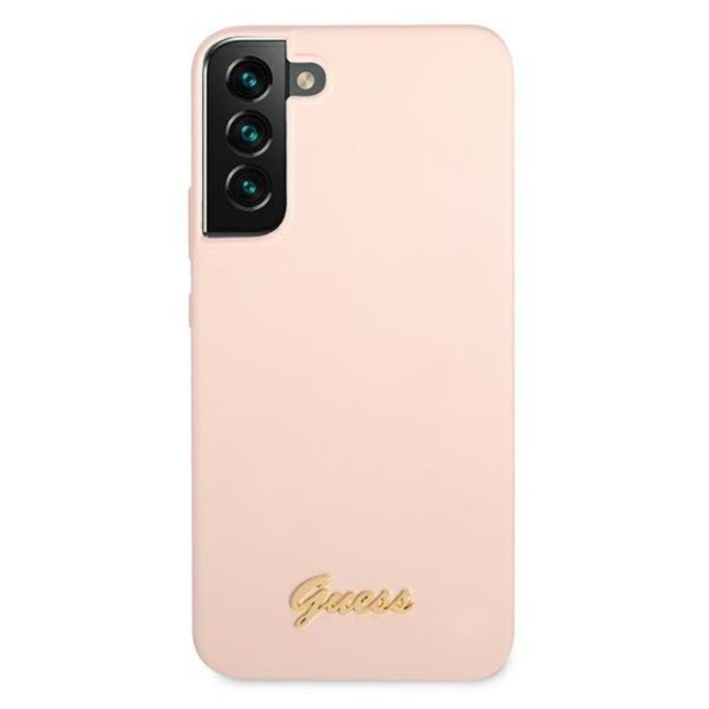 Husa Samsung Galaxy S22 Plus GUESS Silicon Metal Logo GUHCS22MLSLMGPP, roz