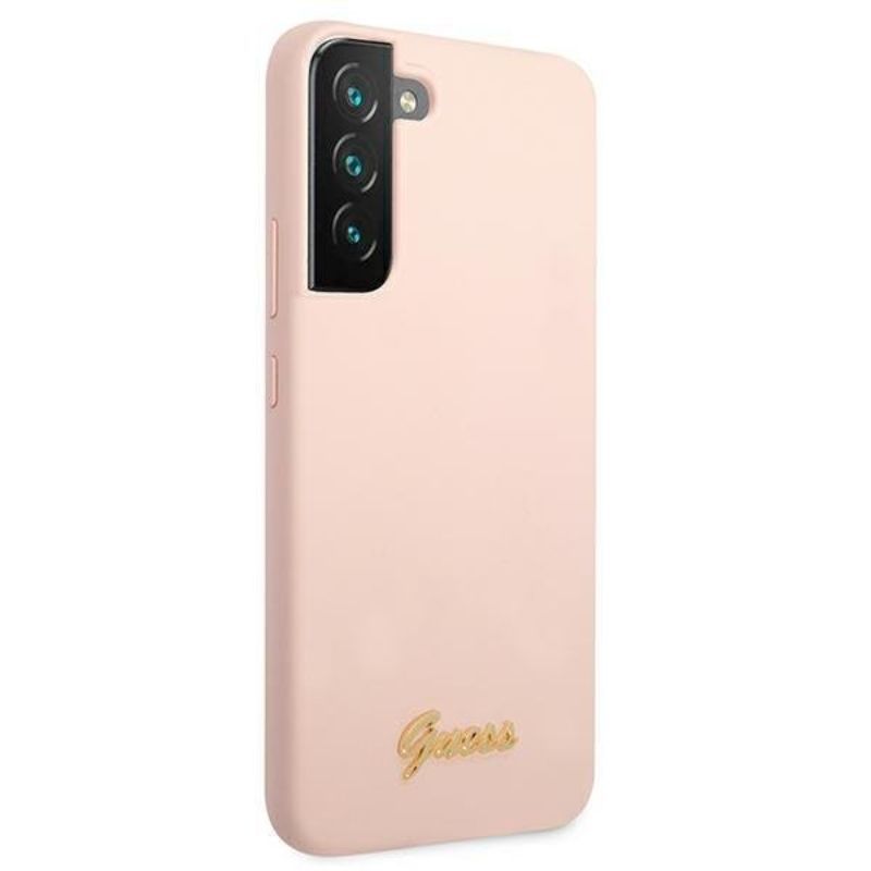 Husa Samsung Galaxy S22 Plus GUESS Silicon Metal Logo GUHCS22MLSLMGPP, roz